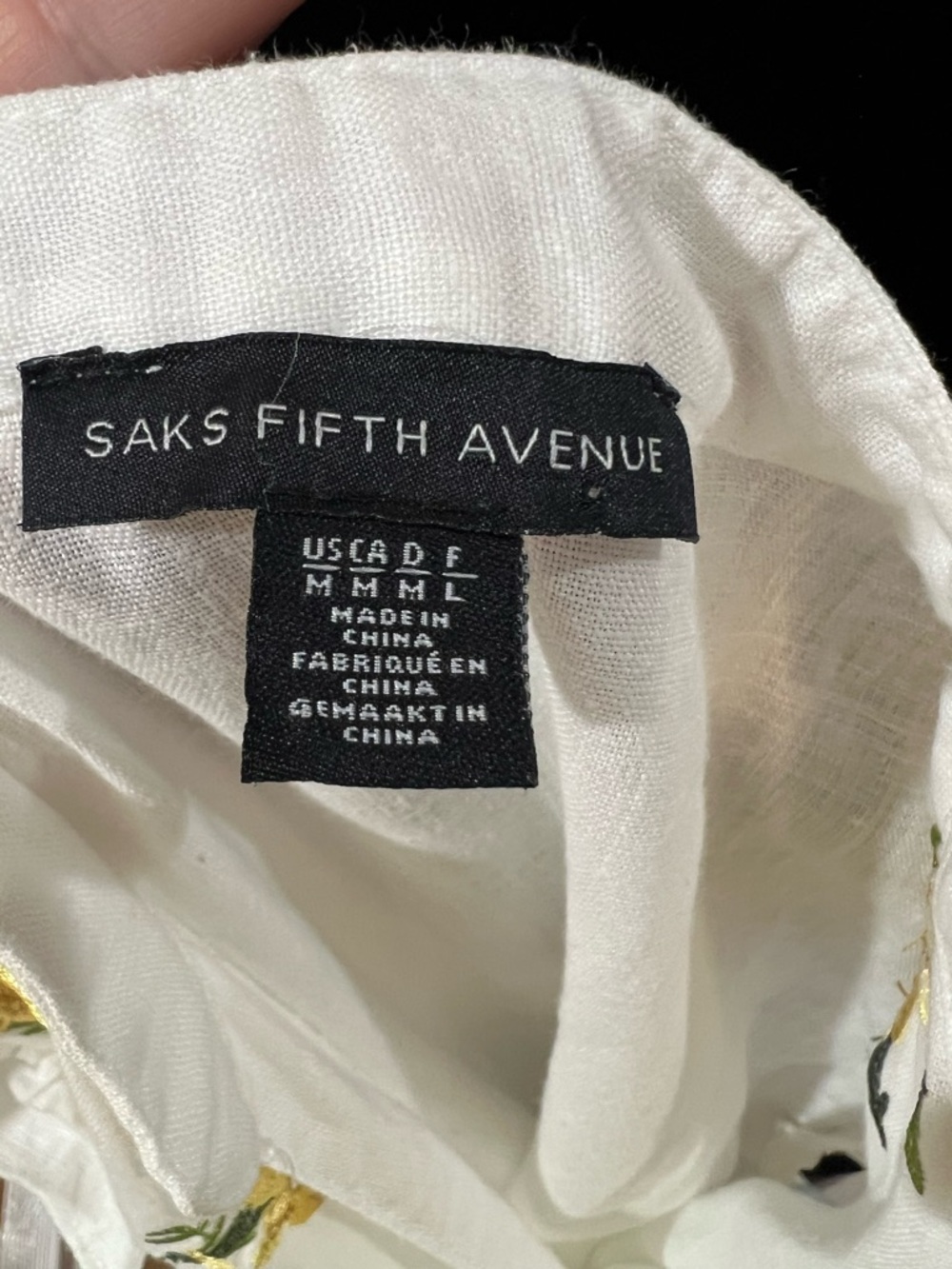 Saks Fifth Avenue Linen Embroidered Dress White Tiered Ruffle Sleeve Size Med - Picture 5 of 10